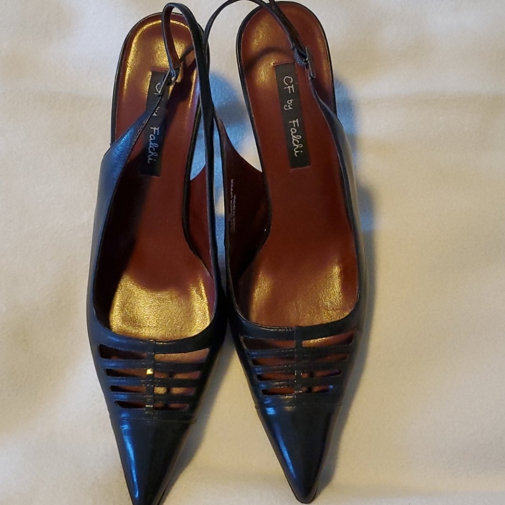 Navy blue sling back shoes